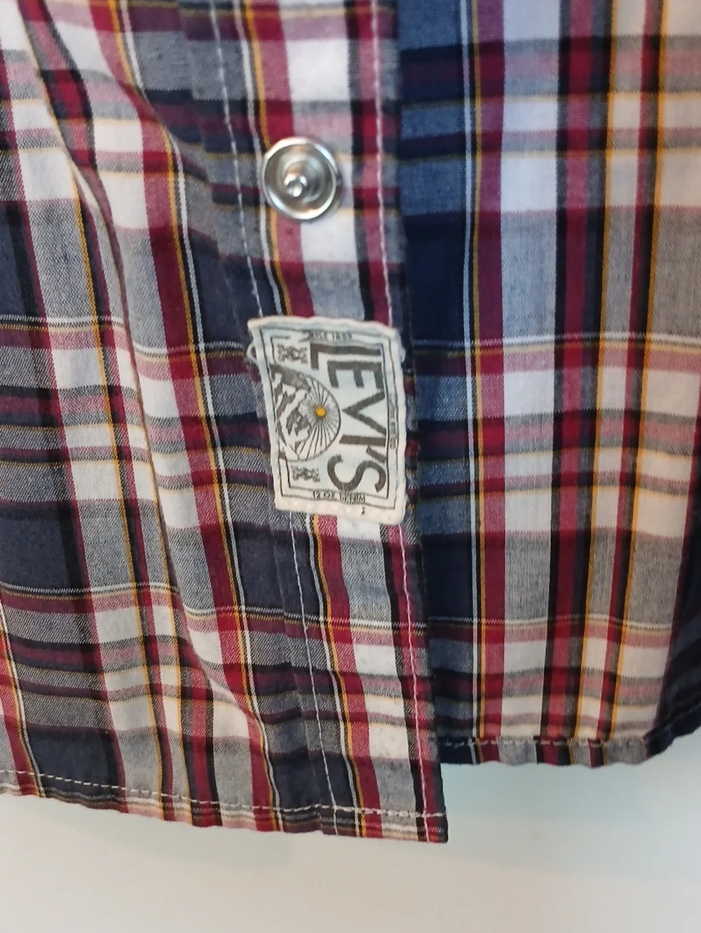Levi’s Western Pearl‎ Snap Long Sleeve Red White Blue Shirt Size XL